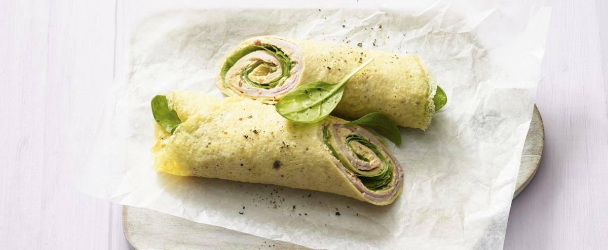 Omelett-Wraps mit Schinken