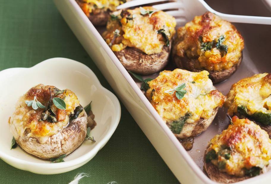 Gefüllte Champignons mit Linsen