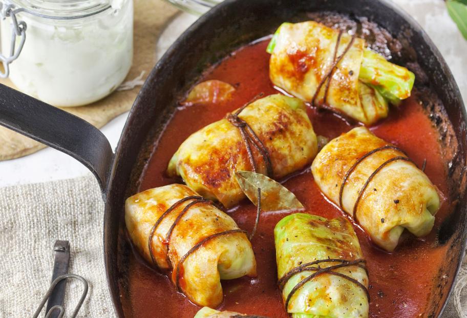 Kohlrouladen mit Quark-Speckfüllung