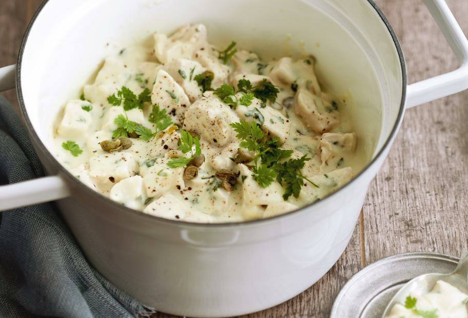 Cremiges Hühnerfrikassee