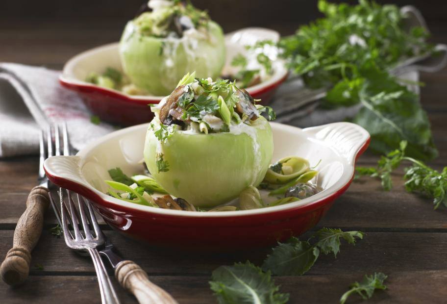 Kohlrabi mit Porree-Champignonrahm