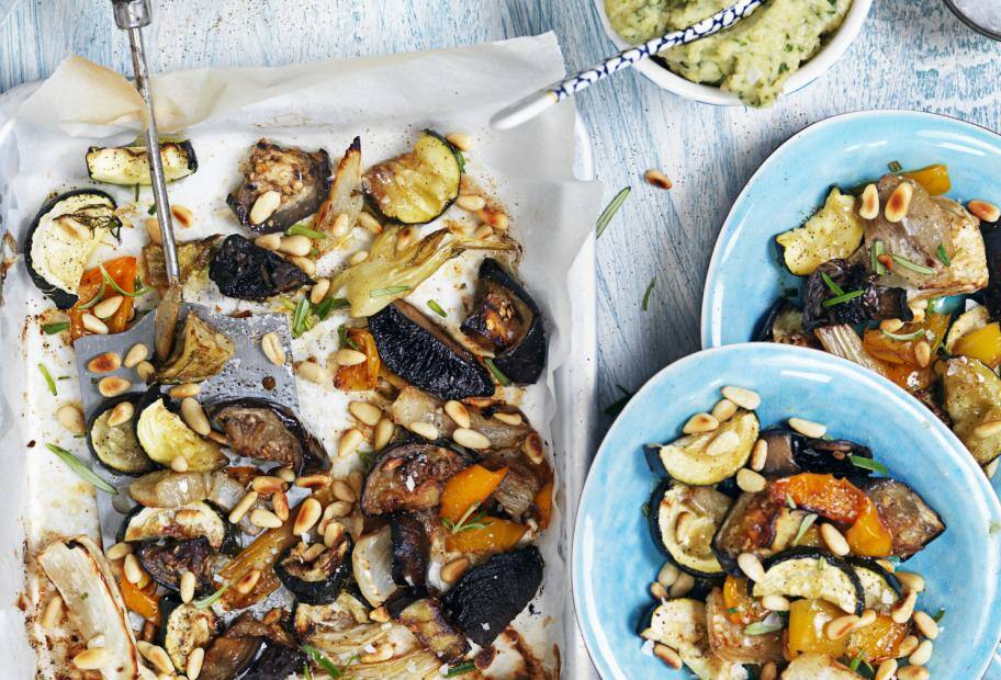 Ofengemüse mit Bohnen-Kräuter-Creme