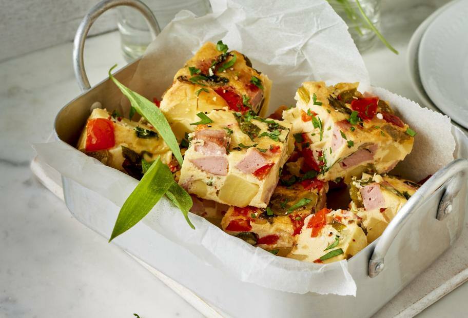 Bärlauch-Frittata mit Kartoffeln und Paprika