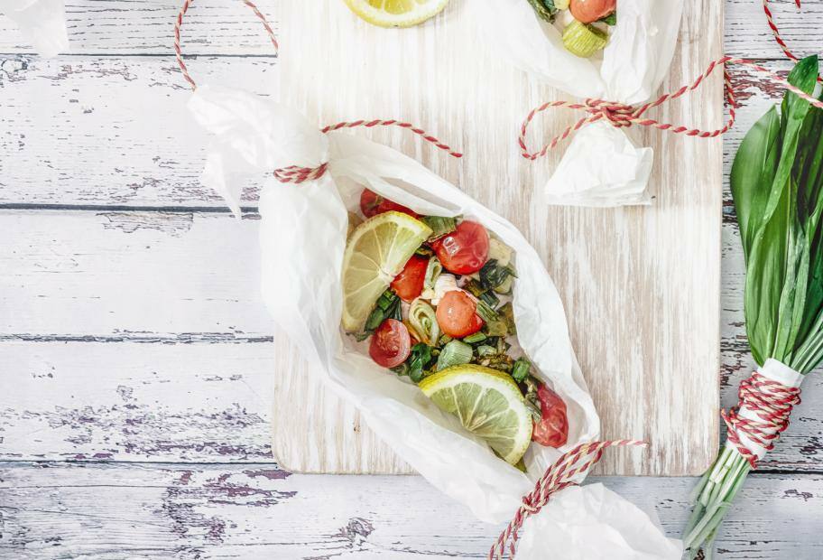 Bärlauch-Puten-Päckchen aus dem Ofen