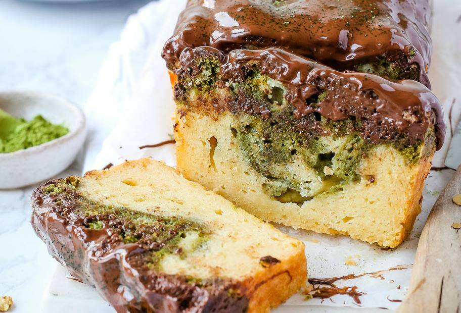 Marmorkuchen mit Matcha-Füllung