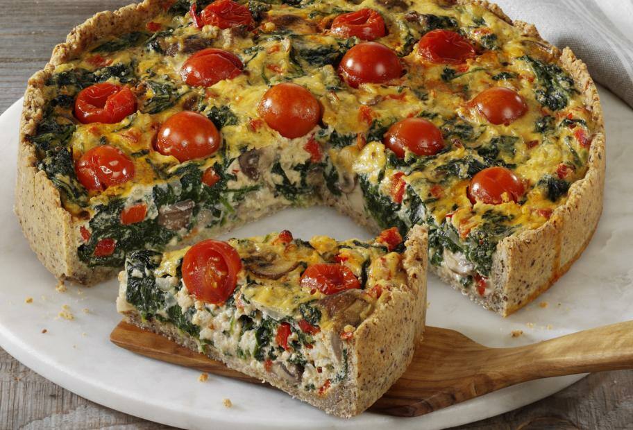 Gemüse-Quiche mit Nussboden