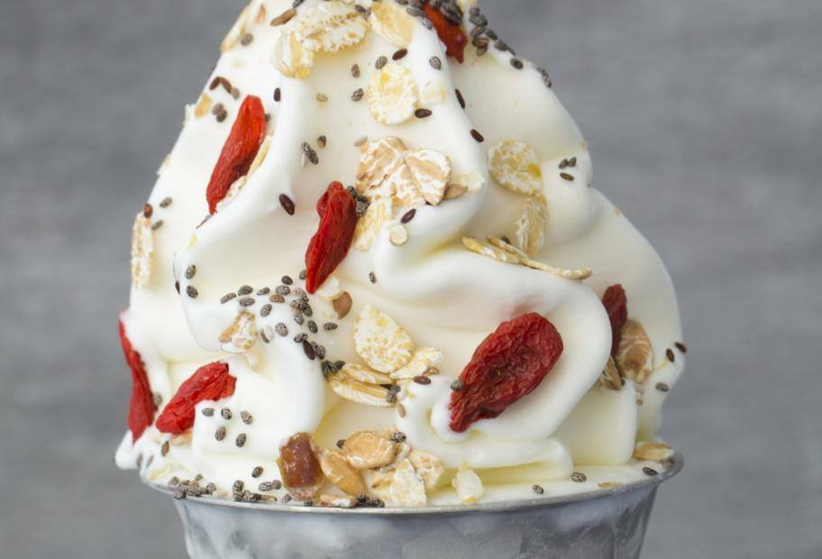Frozen Yogurt mit Chiasamen und Gojibeeren