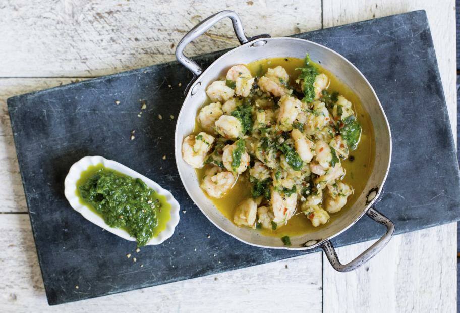Garnelen mit Knoblauch und Pesto