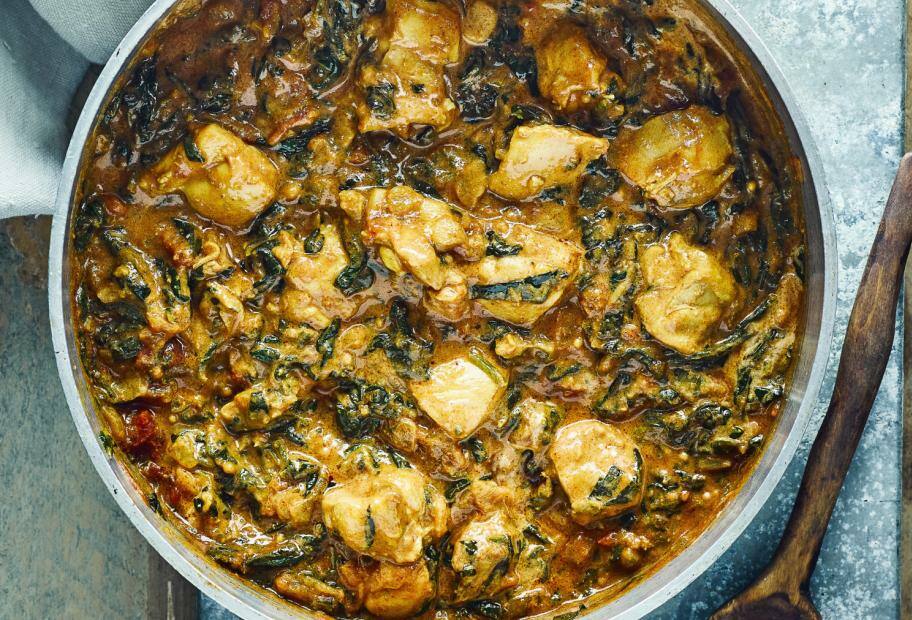 Hähnchen-Curry mit Spinat