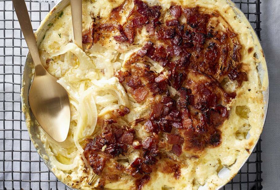 Fenchelauflauf mit Bacon und Cheddar