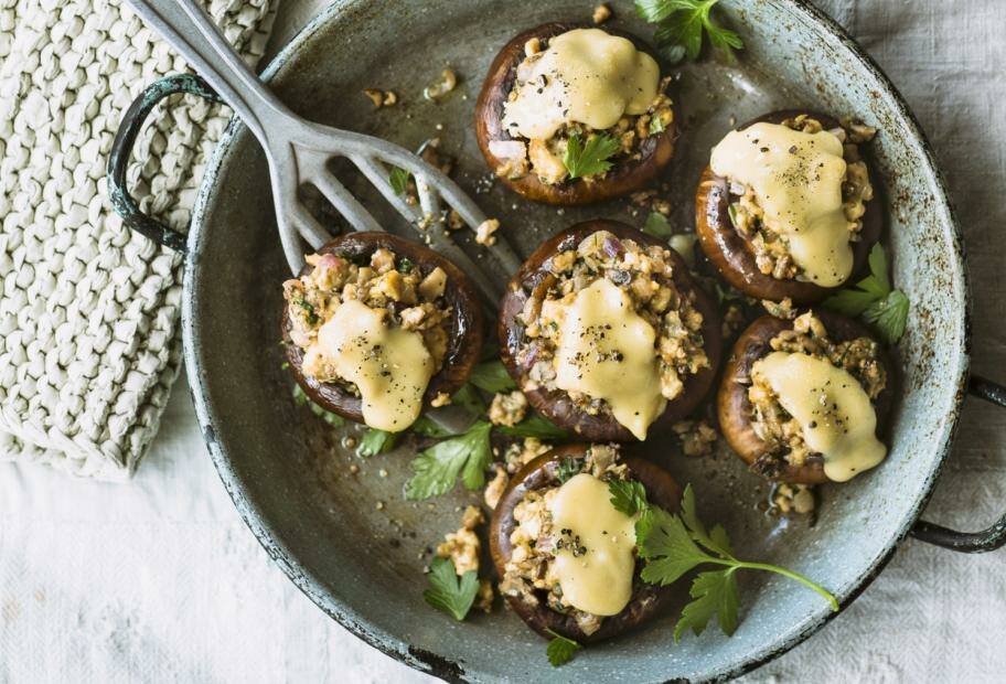 Gefüllte Riesenchampignons mit Tofu