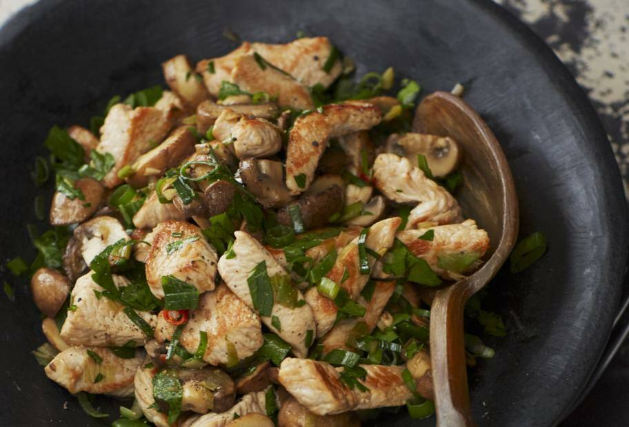 Putenstreifen mit Champignons