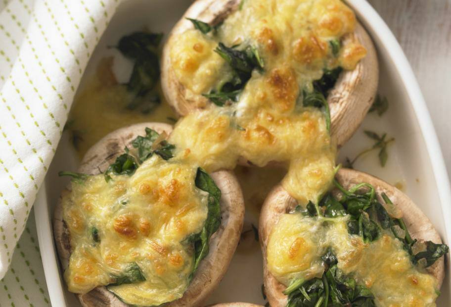 Gefüllte Riesenchampignons mit Spinat