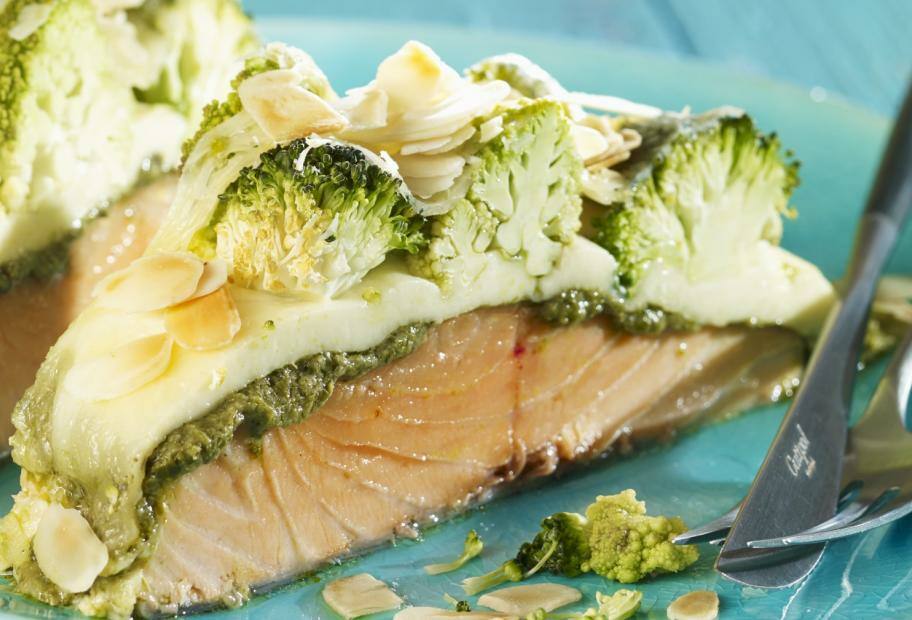 Low Carb Schlemmerlachs mit Pesto-Mozzarella-Kruste