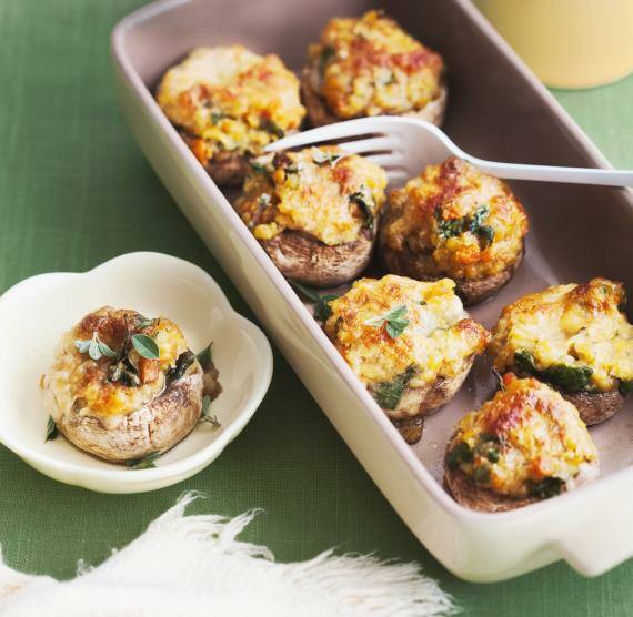 Gefüllte Champignons mit Linsen