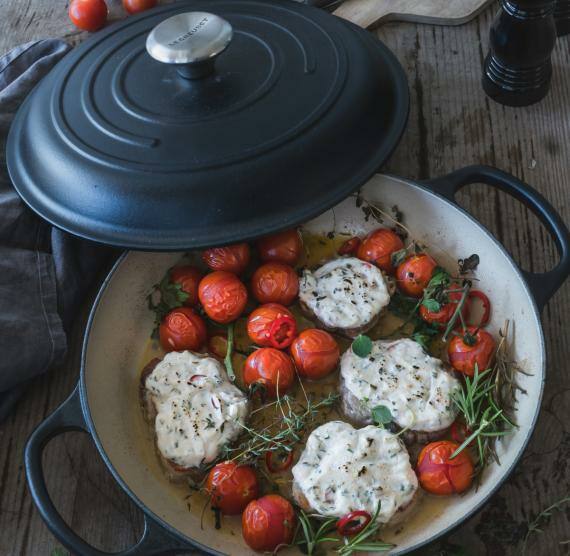 Überbackene Schweinemedaillons mit Ziegenfrischkäse