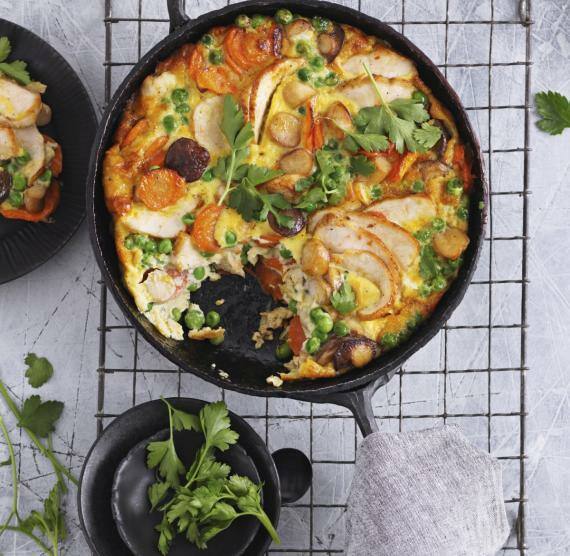 Gemüse-Frittata mit Hähnchen