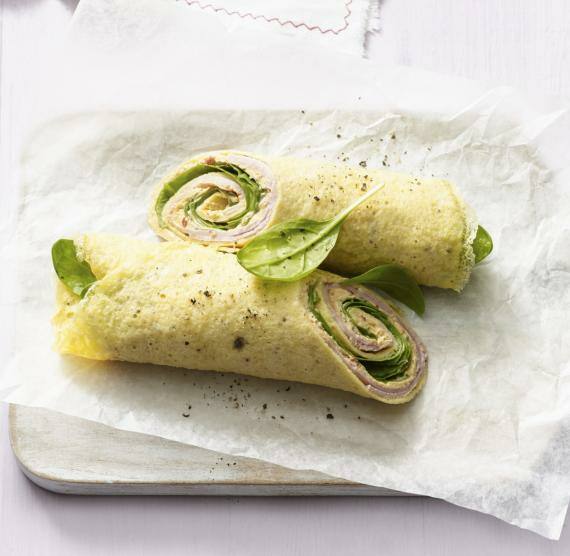 Keto Wraps ohne Mehl mit Schinken und Pesto-Creme