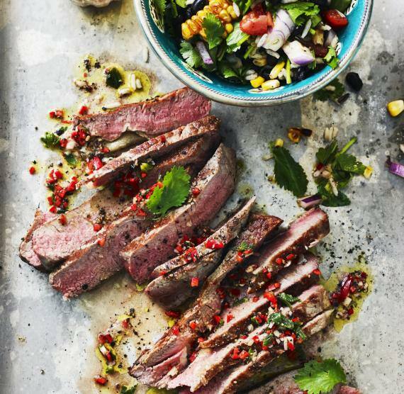 Rindersteak mit Kräuter-Reis-Salat