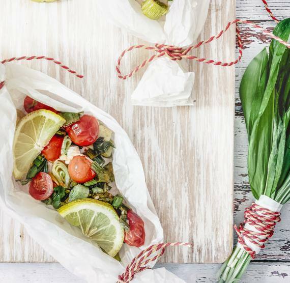 Bärlauch-Puten-Päckchen aus dem Ofen